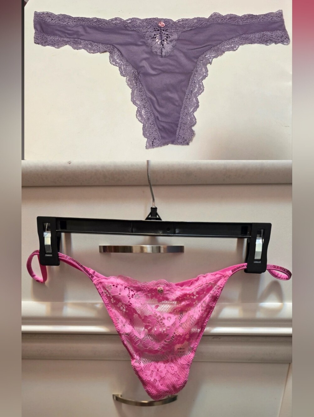 NEW Victoria's Secret Dream Angels Size L & Twinkle Strap Lace V-String Panty XL